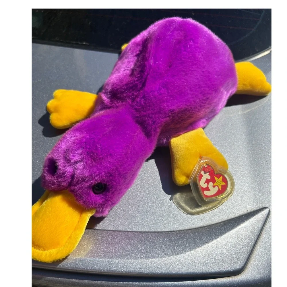 Ty Beanie Buddies Patti Platypus Purple Yellow Plush 1998 Large Size‎ Excellent